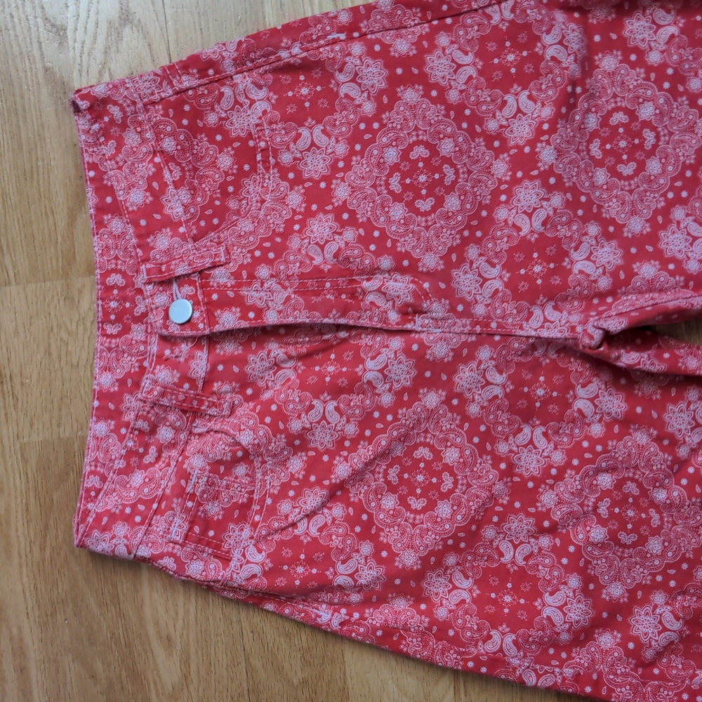 Red Paisley High Rise Tapered Jeans, small